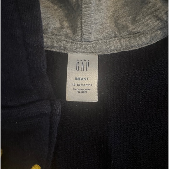 Vintage Baby Gap Hoodie. Navy Blue with Gold Lettering. Infants 12-18 months. - Picture 10 of 10